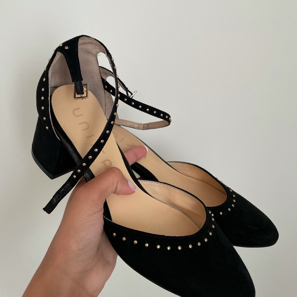 studded block heels